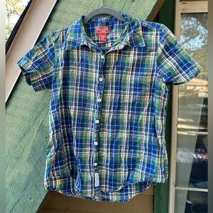 Y2K 90s Abercrombie & Fitch Plaid Shirt - Blue, Green, and Yellow Women’s